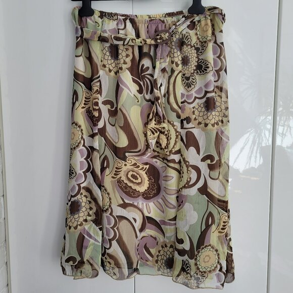 Vintage 90s Y2K Floral Midi length Skirt Size 16 - Picture 1 of 6